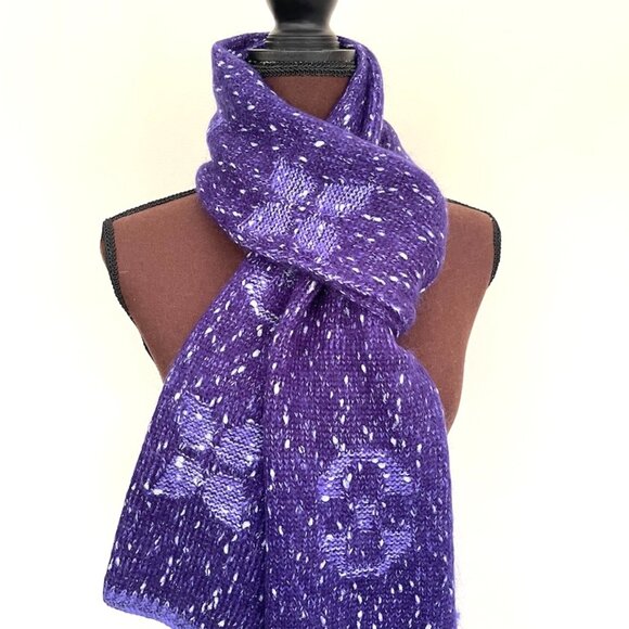 Louis Vuitton Wool Wrap Medallion Logomania Purple Reversible Scarf - Picture 9 of 12